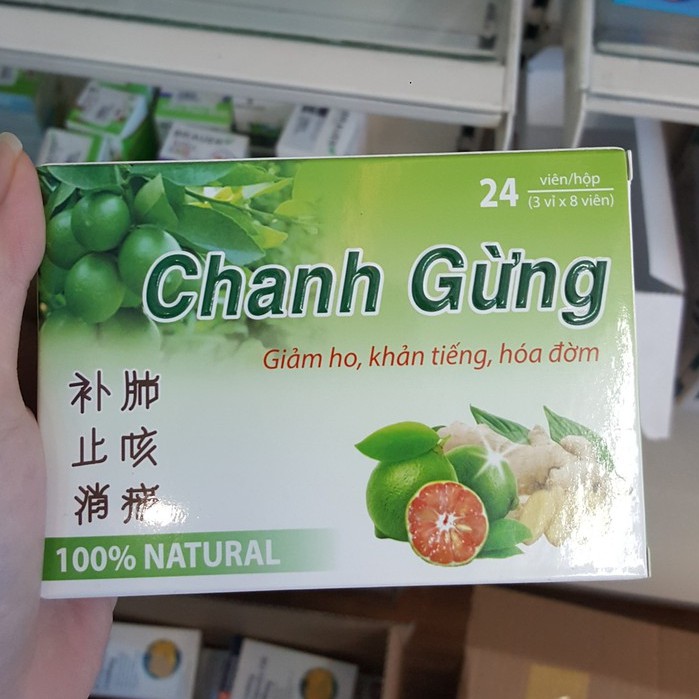 Kẹo ngậm CHANH GỪNG giảm ho, khan tiếng, ho có đờm - HỘP 24 viên