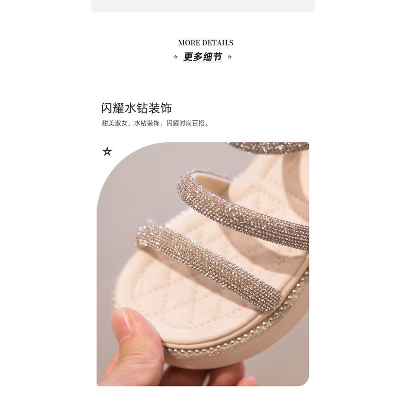 Giày Sandal Công Chúa Đế Mềm Hở Ngón Đính Pha Lê Thời Trang Mùa Hè Cho Bé Gái