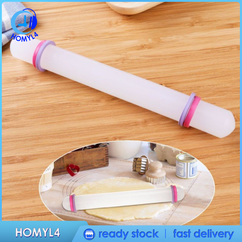 [CAMILA]Rolling Pin, Professional Non Stick Plastic Rolling Pin with Ring Fondant  Roller for Baking Pizza Pie