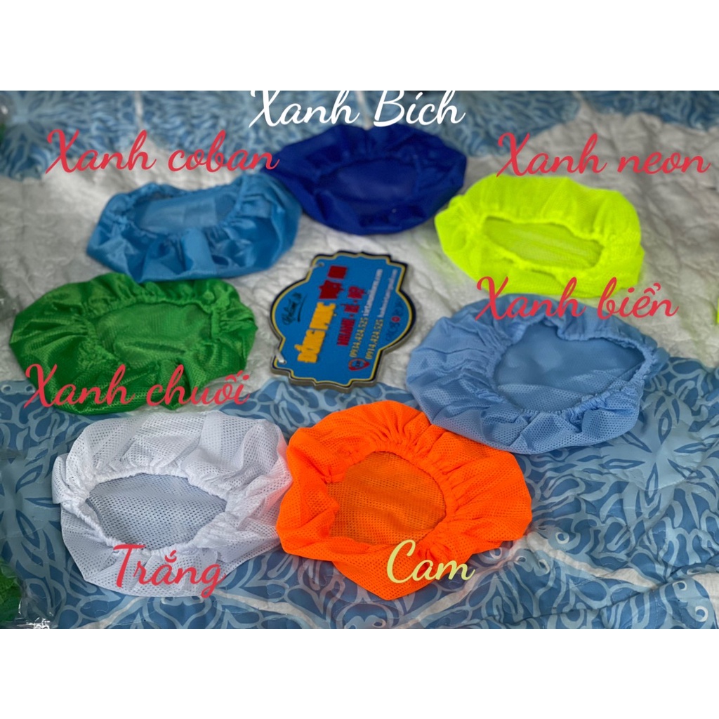 Nón vải lưới tròn trùm tóc công nhân thủy sản, thực phẩm - Mũ trùm tóc y tế, bảo hộ 7 màu.