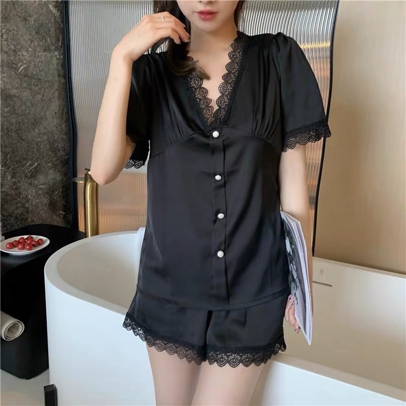 Bộ lụa phối ren 3 màu