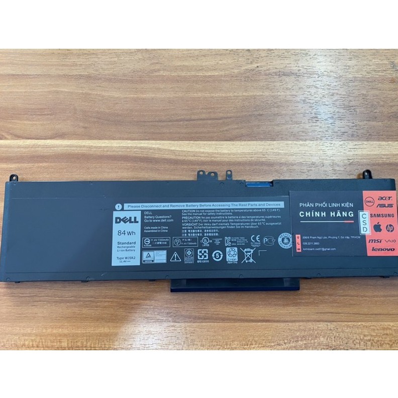 Pin Laptop DELL PRECISION 3510 Loại 11.4V - WJ5R2 84WH mã pin WJ5R2 Hàng Full Box