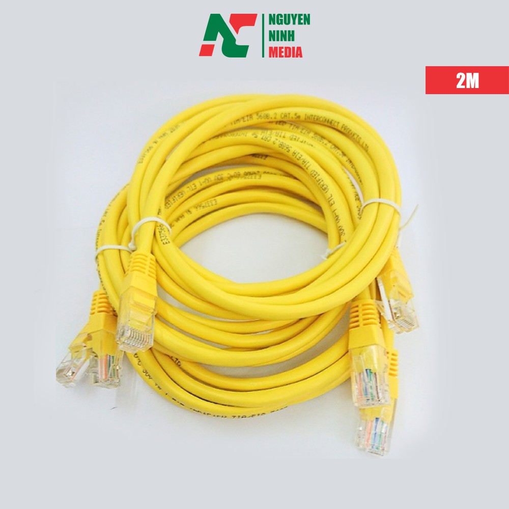 Dây Mạng Lan CAT5E dài 2M Đúc Sẵn 2 Đầu Hạt Mạng