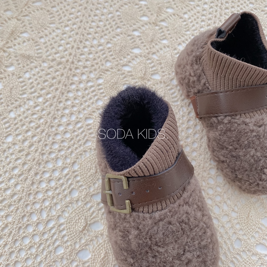 Boot nâu cổ len Trendy