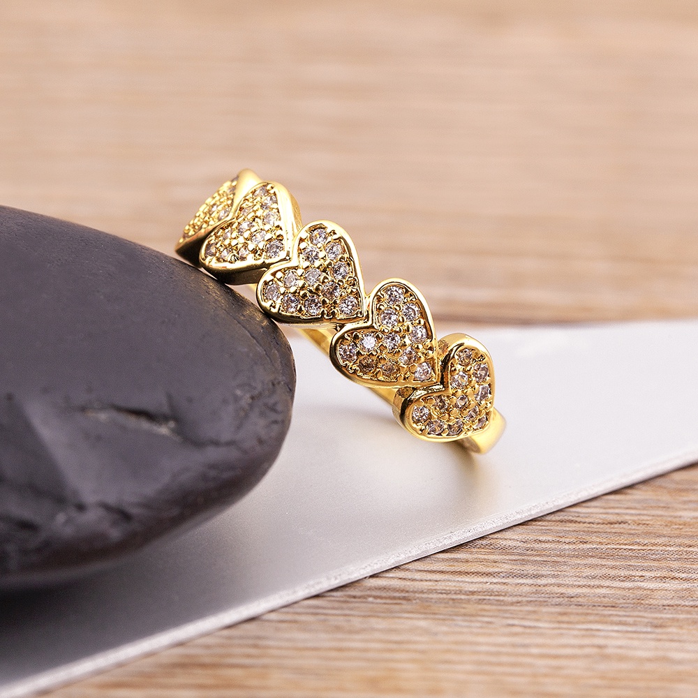 Nhẫn Hở Hình Trái Tim Đính Đá Zircon Có Thể Điều Chỉnh Kích Cỡ