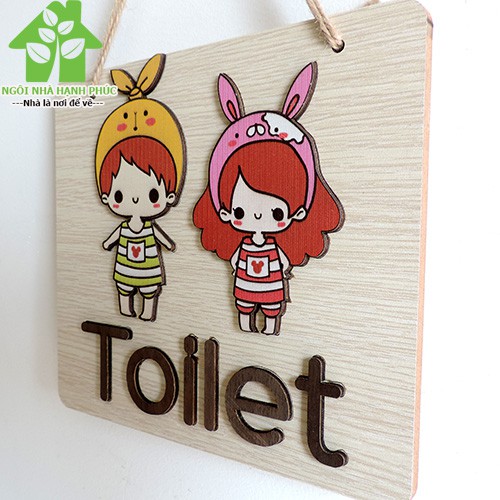 Bảng gỗ decor trang trí treo cửa toilet WC ,  Mẫu BM_032 SIÊU CUTE