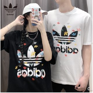 Adidas clover t-shirt female summer cotton casual short-sleeved casual clothing men thin double
