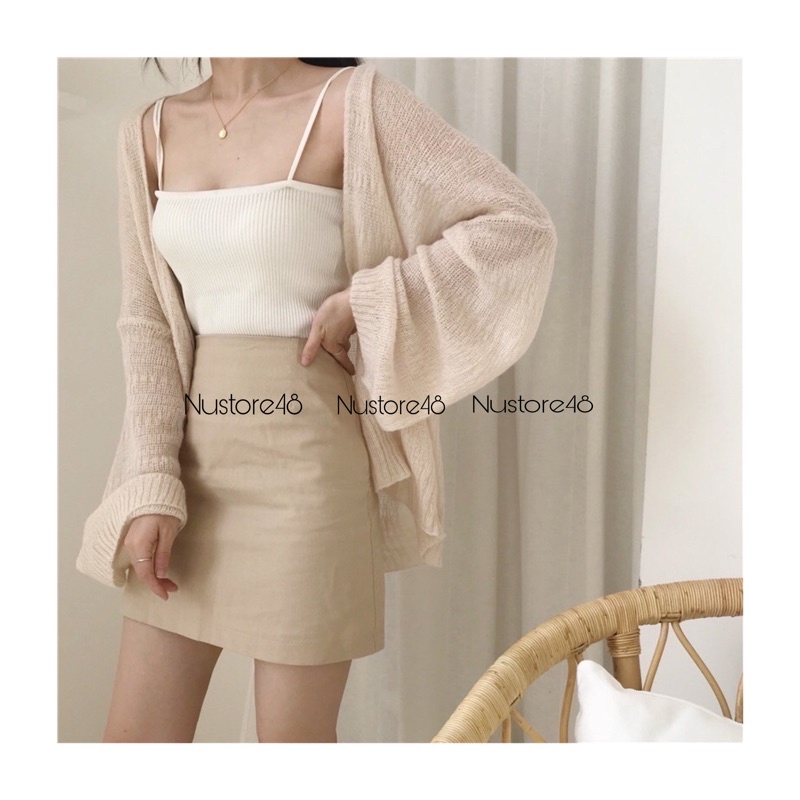 Áo Khoác Cadigan Len Mỏng Dệt Kim Loại 1