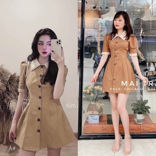 Váy xoè cổ Đức phối khuy hot hit