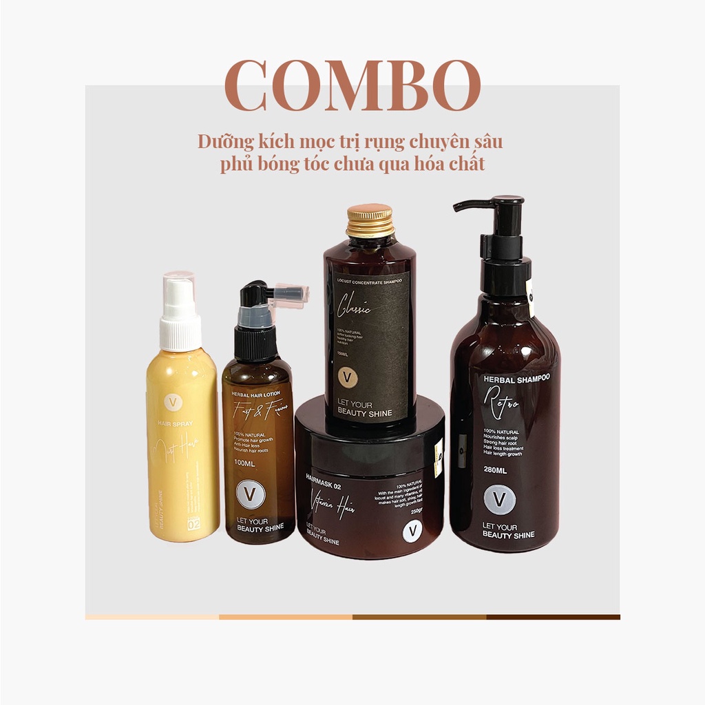 Bộ sản phẩm dưỡng chuyên sâu ngăn rụng cho tóc mềm mượt tự nhiên combo 14 vyvyhaircare V 880ml