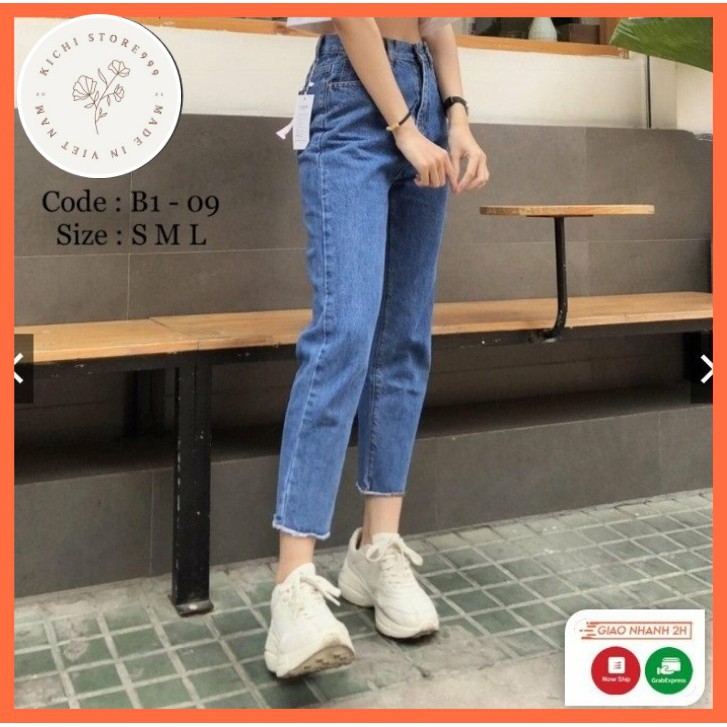 Quần Jean Baggy ông suông cao cấp nữ Kichistore , Quần Baggy thời trang cao cấp nữ M09