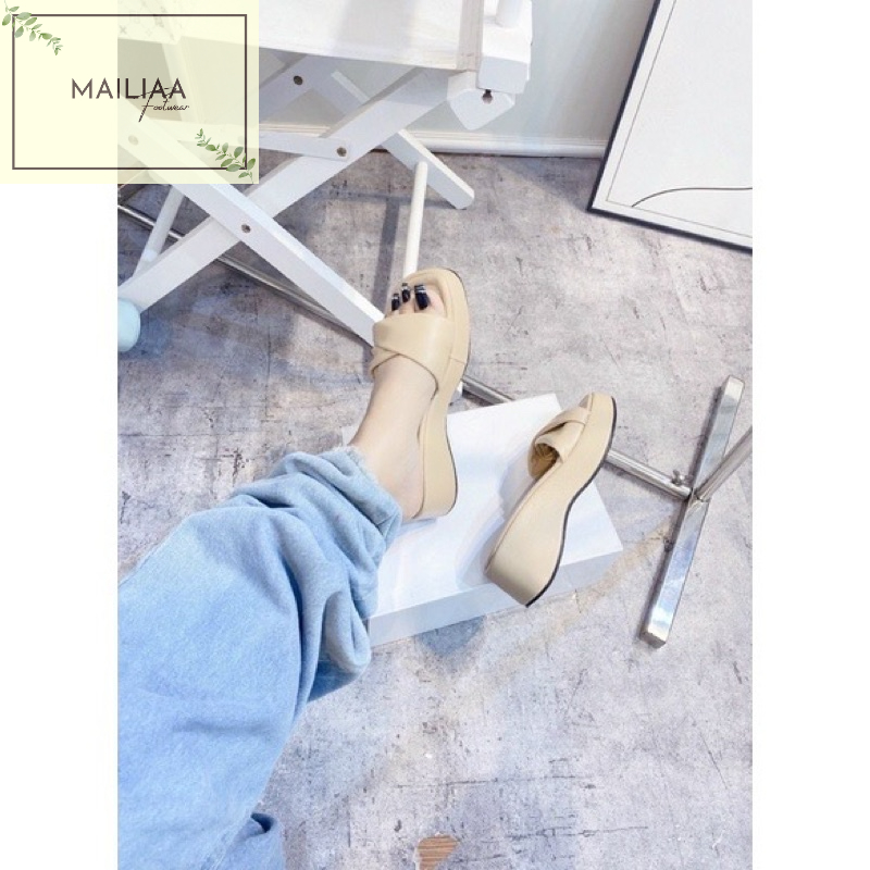 Dép đế xuồng 6 phân MAILIAA quai ngang xoắn mềm đế queena