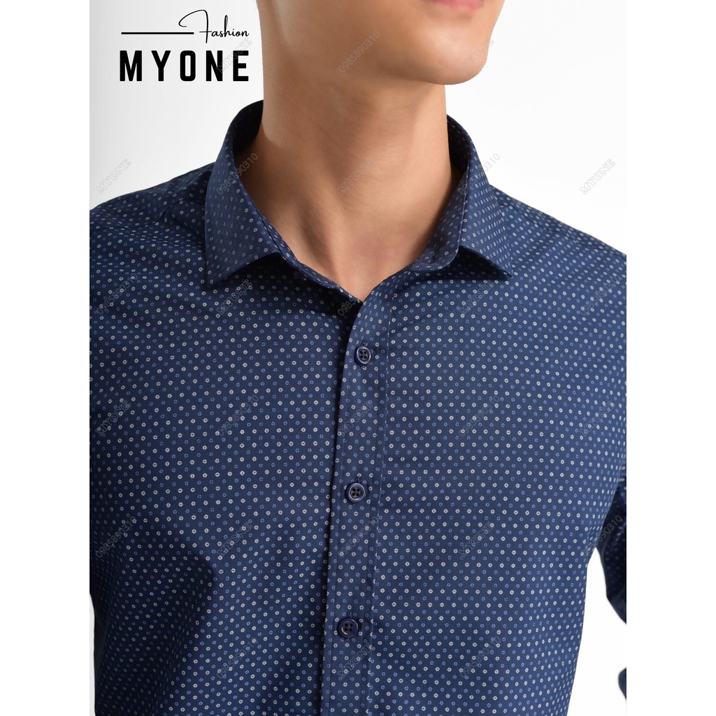 Áo sơ mi nam họa tiết chấm bi, form slimfit, 3 màu, chất liệu cotton, MyOne