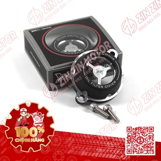 Nắp Lọc Nhớt CNC Đen Có Mặt Kính Trong Suốt - Satria FI, Raider FI - PV-Technik
