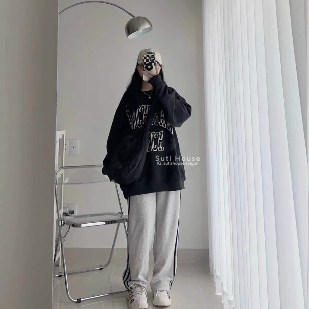 Áo Sweater Nữ Chui Đầu In Logo Đẹp Tay Phồng Form Rộng Mặc Đẹp Thoải Mái Thời Trang Mới NEW UNISEX