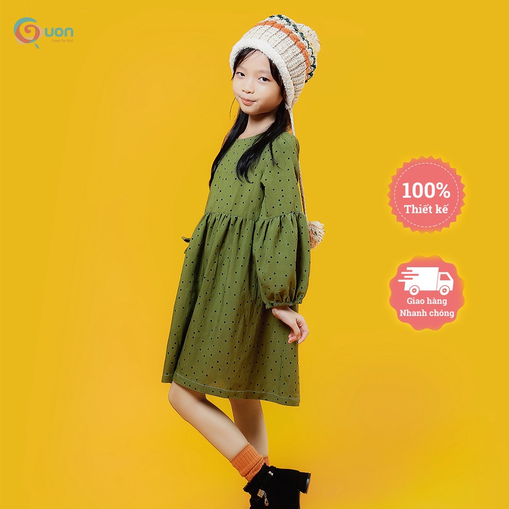 Váy bé gái chấm bi từ 11-25kg vải cotton thoáng mát Quế Chi - GUON