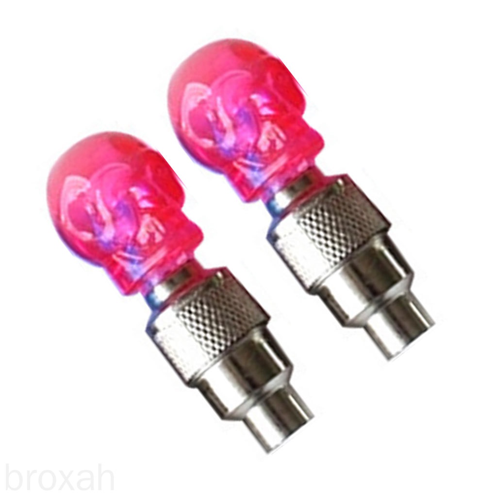 Set 2 đèn nắp van xe hình đầu lâu gắn van bánh xe đạp / xe máy / xe hơi