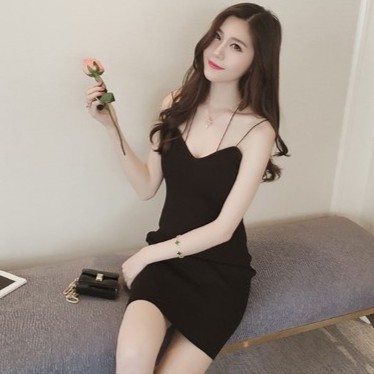 ❦xiaomonv2021❦ mùa hè Đầm hai dây ôm body màu trơn quyến rũ cho nữ | BigBuy360 - bigbuy360.vn