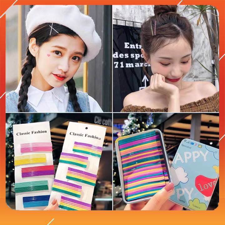 Set kẹp Tăm Nữ Xước Cầu Vồng loại xịn đẹp nhãn hiệu Hair pin nhiều màu