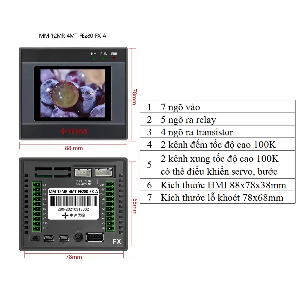 HMI tích hợp PLC YKHMI