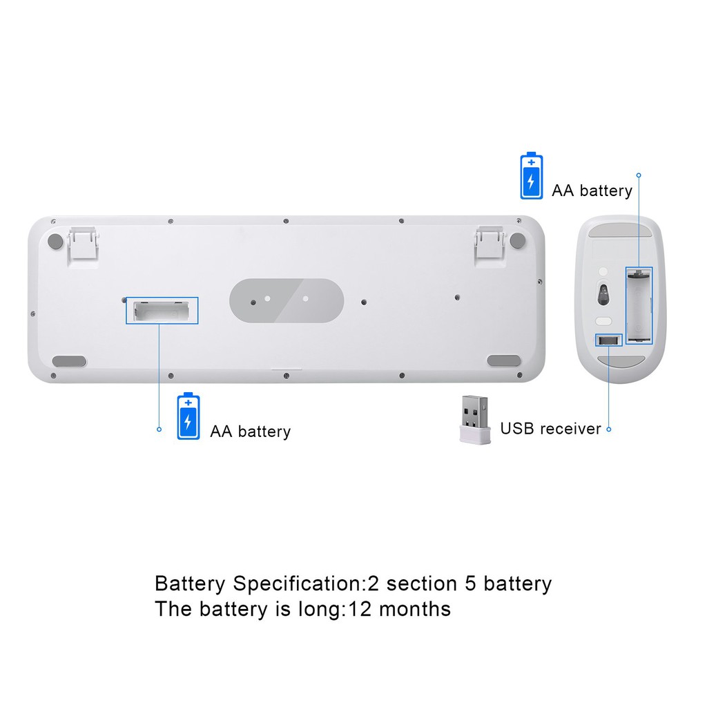 Bộ bàn phím và chuột không dây 3 nút cho PC / Laptop