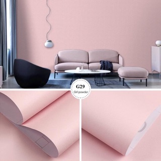 giấy dán tường sẵn keo trơn sần hồng vàng