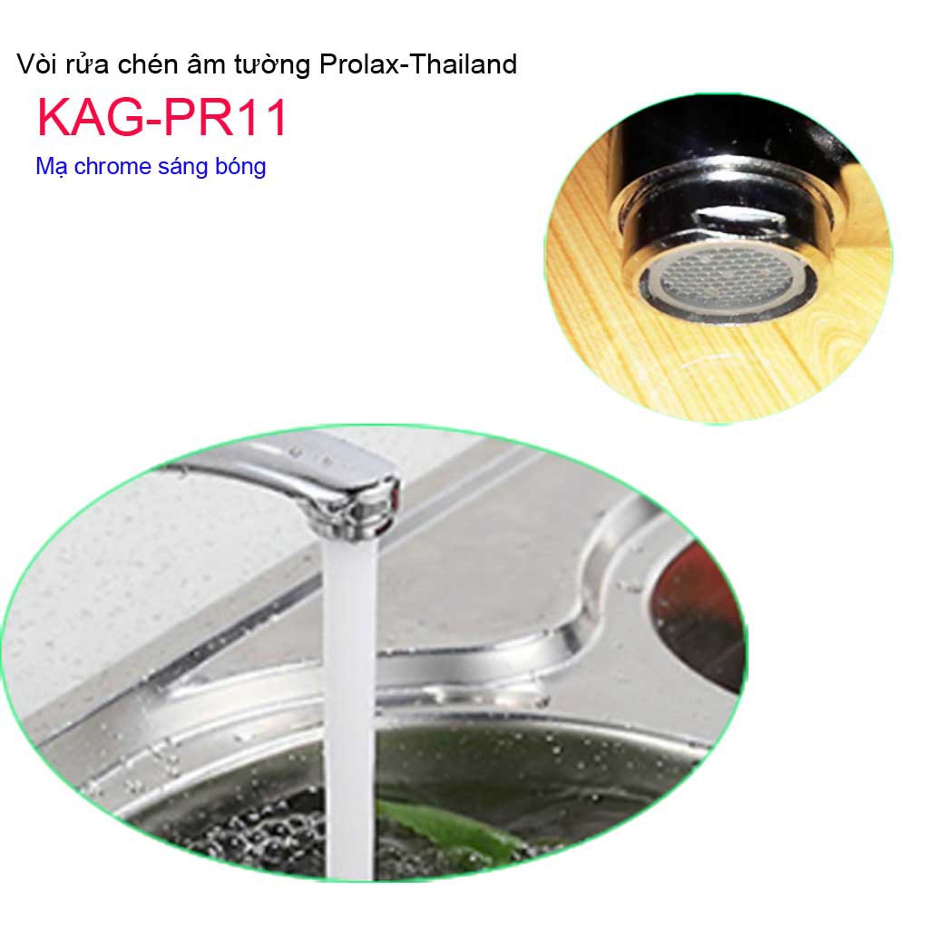 Vòi bếp lạnh gắn tường Prolax Thailand KAG-PR11, vòi rửa chén bát âm tường cao cấp Thailand