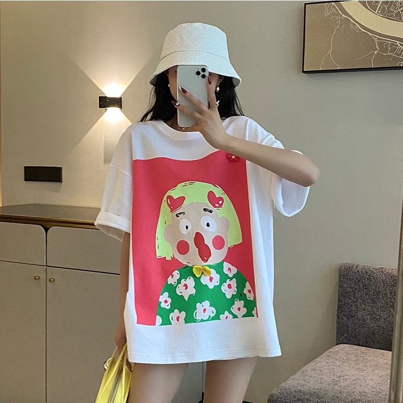 Áo thun HIIXIIVI 100% cotton tay ngắn cổ tròn thời trang mùa hè phong cách Hàn Quốc 2022