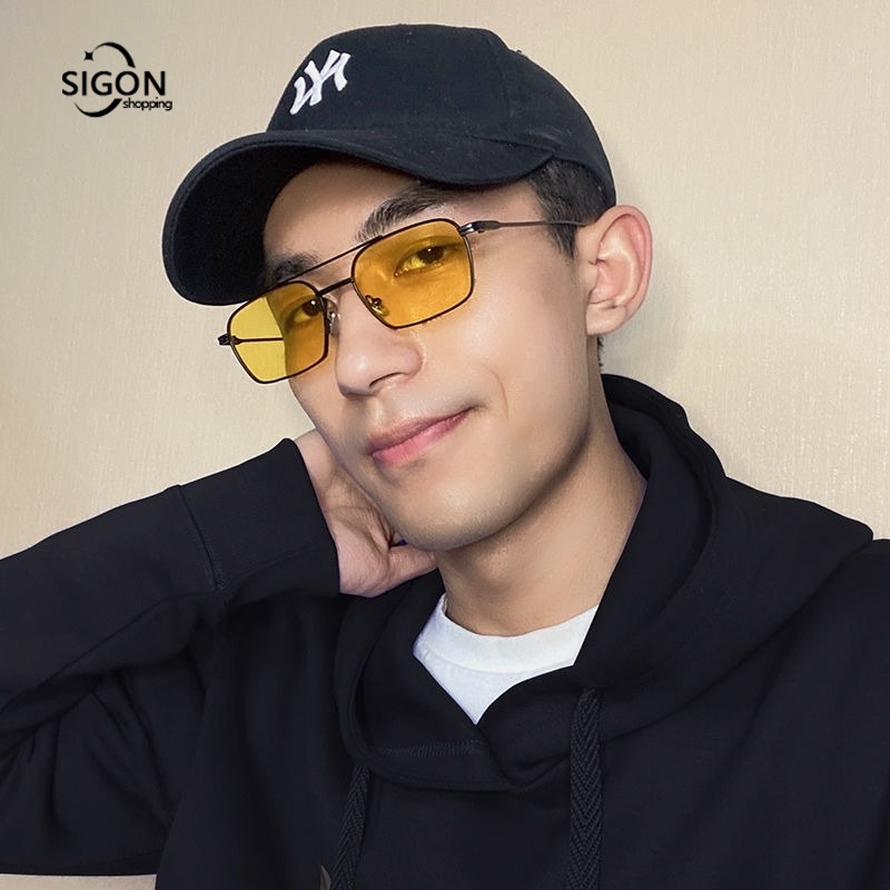 Kính Mát Tròng Màu Vàng Chống Tia UV Thời Trang Cho Cả Nam Và Nữ