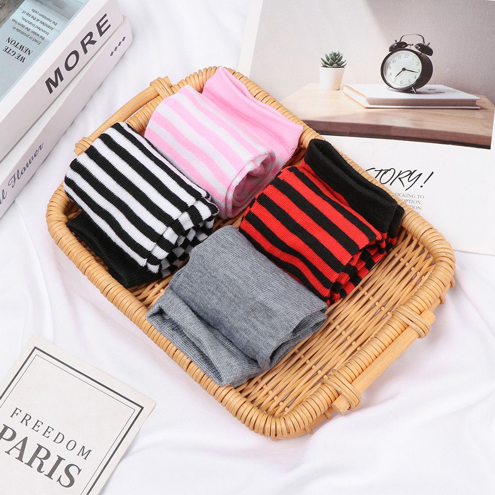 Găng tay cotton mềm hở ngón họa tiết kẻ sọc cổ điển cho nữ