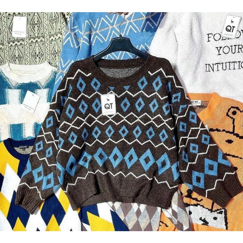 Áo len full hoạ tiết