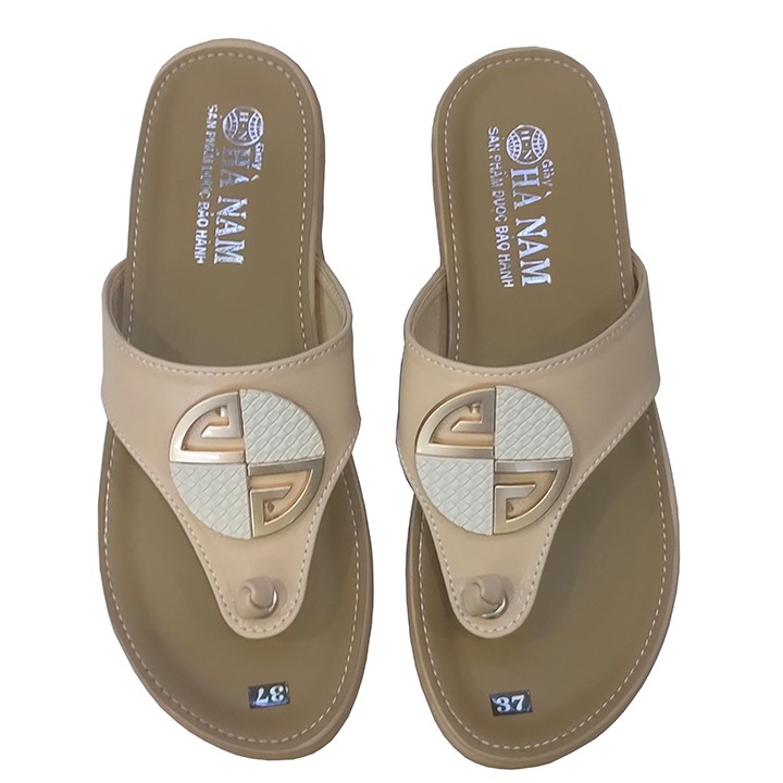 Dép nữ xỏ ngón đế bệt 2,5cm HÀ NAM thời trang da bò thật cao câp DNU2068