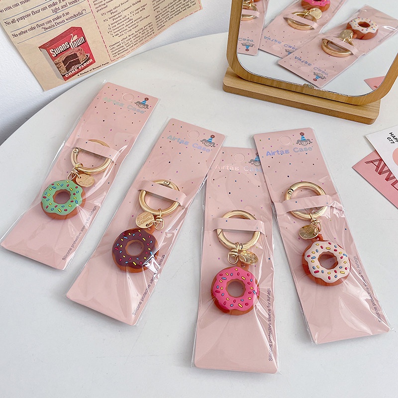 Airtag Vỏ Mềm Bảo Vệ Cho Hộp Sạc Tai Nghe Apple 2021 Chống Thất Lạc Hình Bánh donut