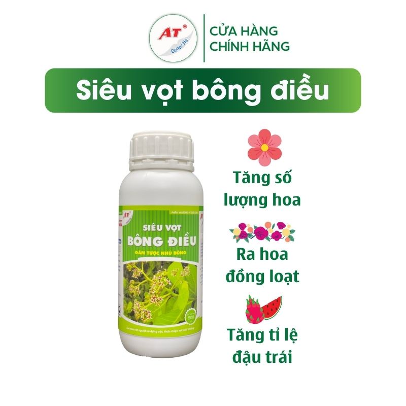 Phân bón hữu cơ AT đậm đặc 500ml siêu vọt bông điều Giúp tược hoa vươn dài, siêu ra bông trị bệnh đen hoa tăng tỷ lệ đậu