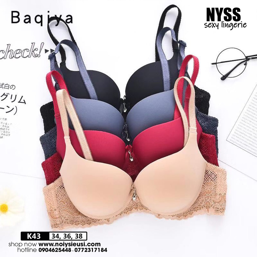 Áo Nâng Ngực Baqiya K43 - Áo Ngực Mút Dày 3cm Trơn Dây Ren Gợi Cảm Nâng Ngực Hoàn Hảo