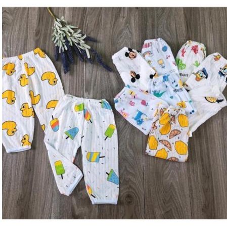 Combo 10 quần dài cotton giấy mềm mịn thoáng mát cho bé