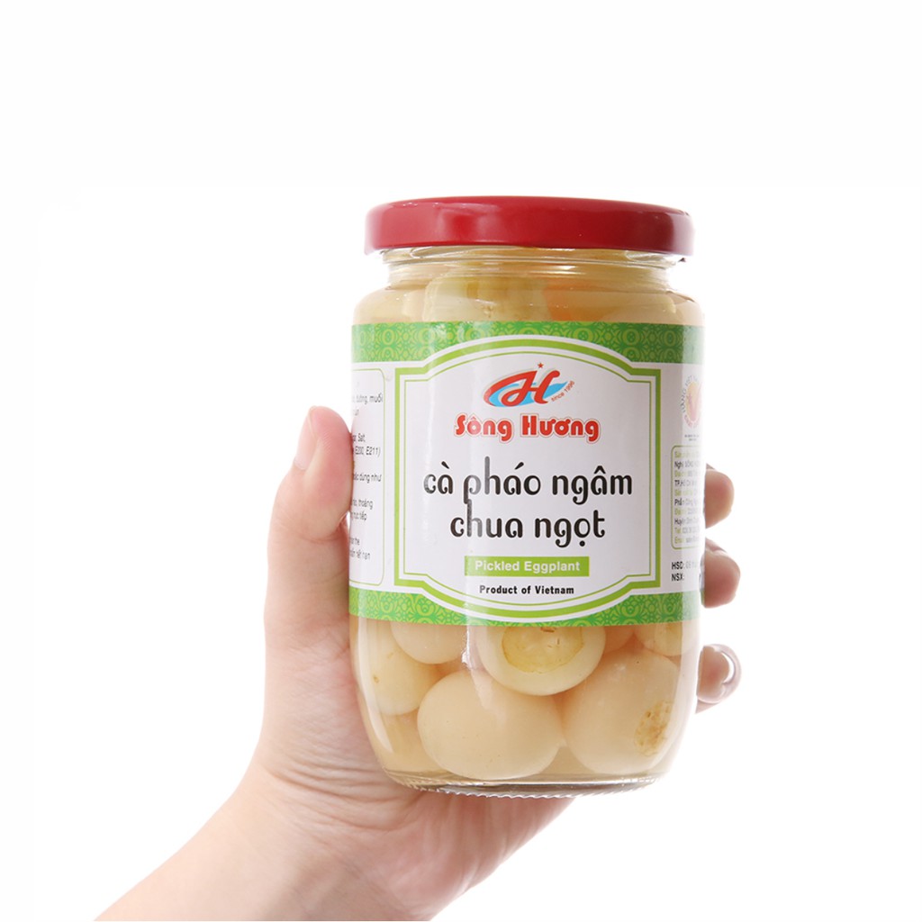 2 Hũ Cà Pháo Muối Ngâm Chua Ngọt Sông Hương Foods Hũ 370g - Ăn kèm cơm , bún , phở , mì tôm , ăn vặt , thịt nướng