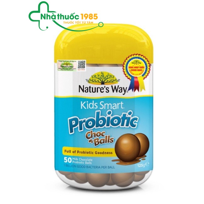 (NK Chính hãng) Kẹo Dẻo Cho Lợi Khuẩn Tốt Cho Hệ Tiêu Hoá   Bé Nature's Way Kids Smart Probiotic Choc Balls Lọ 50 Viên