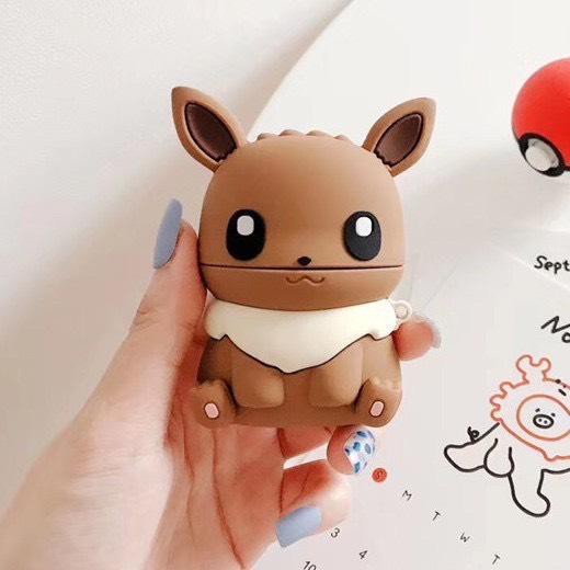 ☘️Tặng kèm móc☘️Case airpod Cáo Eevee Pokemon - vỏ bảo vệ bao đựng tai nghe không dây i11, i12