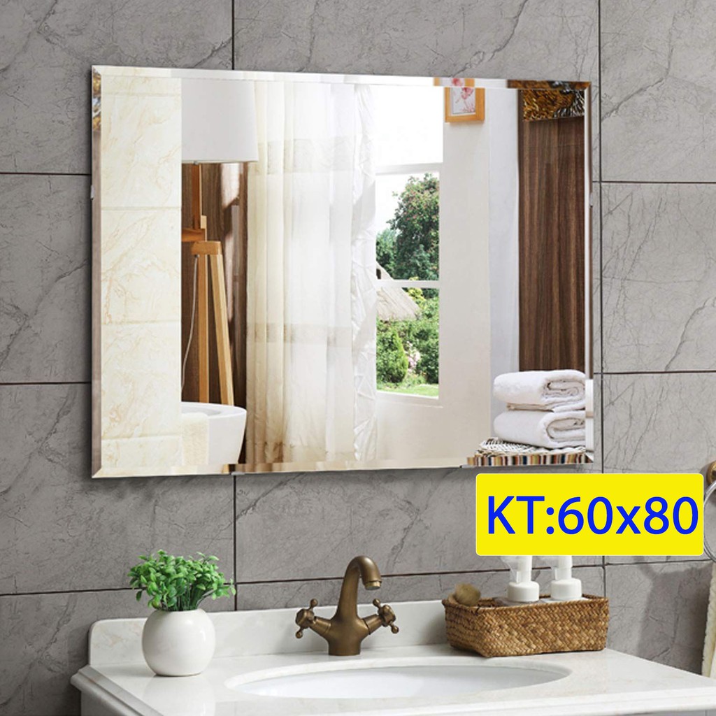 Gương chữ nhật gương thường soi nhà tắm bắt vít hoặc dán keo Gương Hoàng Kim  kích thước 60x80 - guonghoangkim mirror