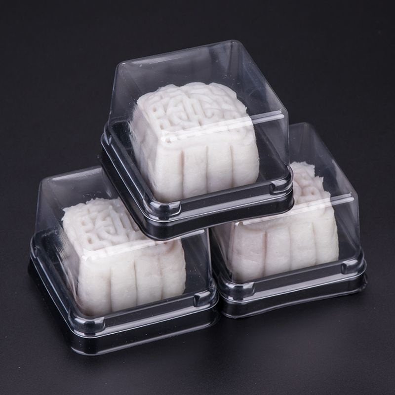 Set 50 Hộp Nhựa Vuông Mini Đựng Bánh Trung Thu 50g