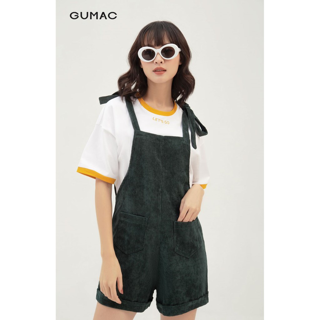 [Mã WABRGU15 giảm 15% tối đa 50k đơn từ 149k] Áo thun nữ thêu Lets go GUMAC thiết kế basic năng động, trẻ trung ATB3107