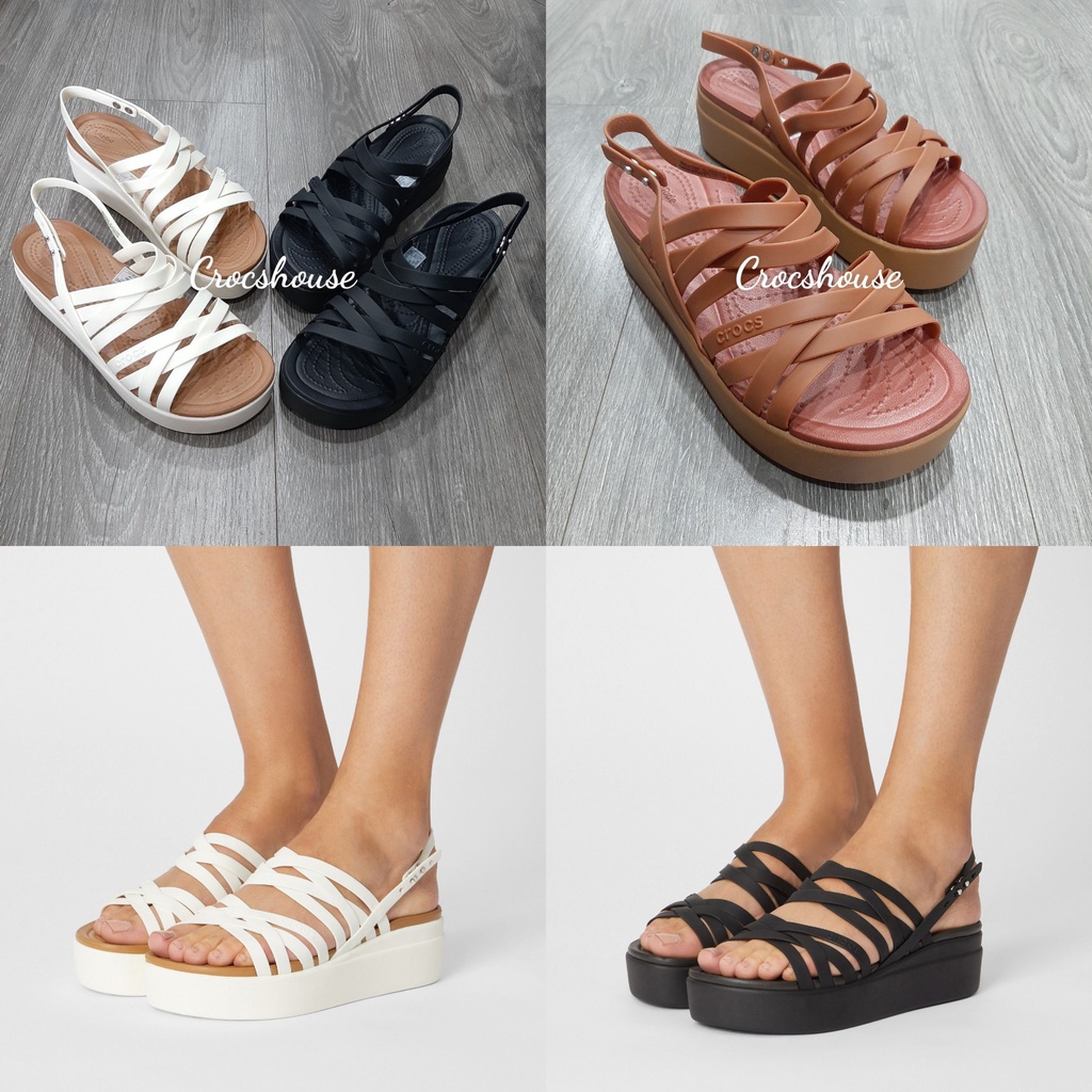 Sandal xuồng crocs brooklyn strappy 5 phân, sandal crocs đế xuồng nữ cao 5 phân - Cross house