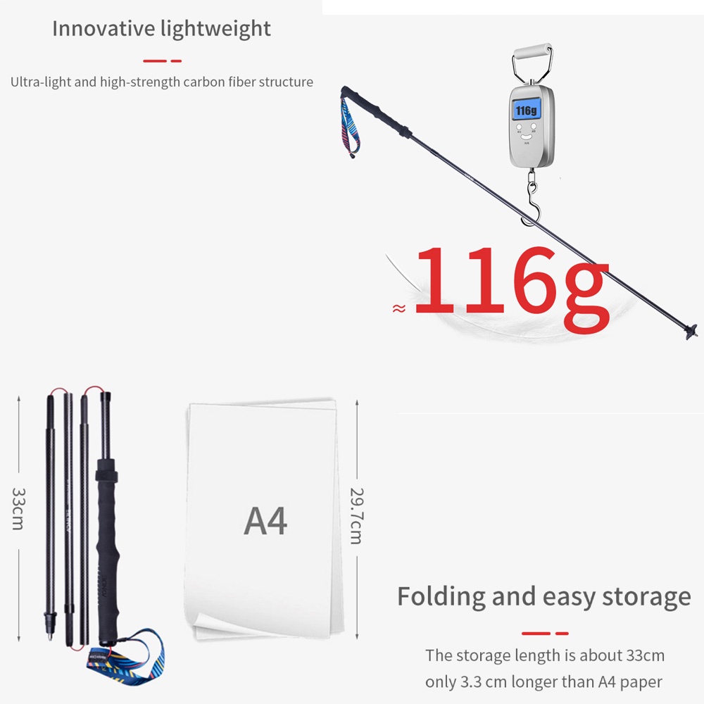 Gậy Leo Núi AONIJIE E4204 Chất Liệu Sợi Carbon Siêu Nhẹ