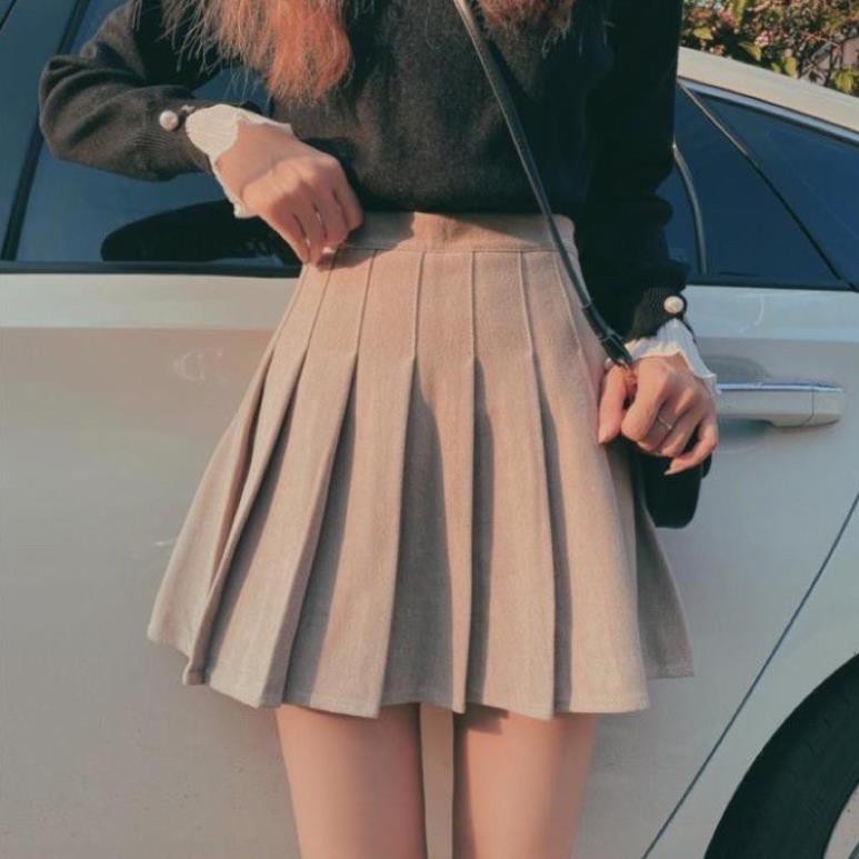 Chân váy ngắn Xếp li Lưng cao Dáng chữ A Quần Váy học sinh Ulzzang Hàn Quốc Chân váy Tennis Cạp cao Thời trang  ཾ