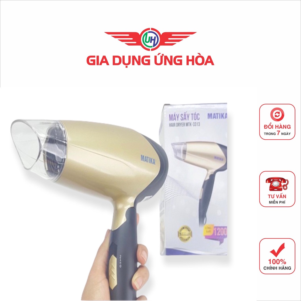Máy Sấy Tóc gấp gọn MATIKA MTK-3313 công suất 1200W- gia dụng