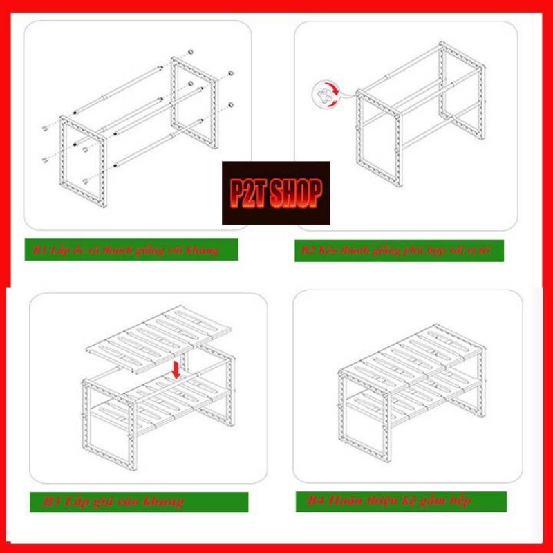 Kệ 2 tầng để gầm bếp đa năng tiết kiệm diện tích