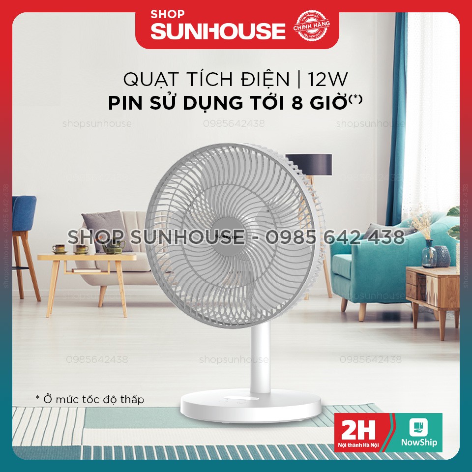 Quạt tích điện SUNHOUSE SHD7115 công suất 12W pin sạc