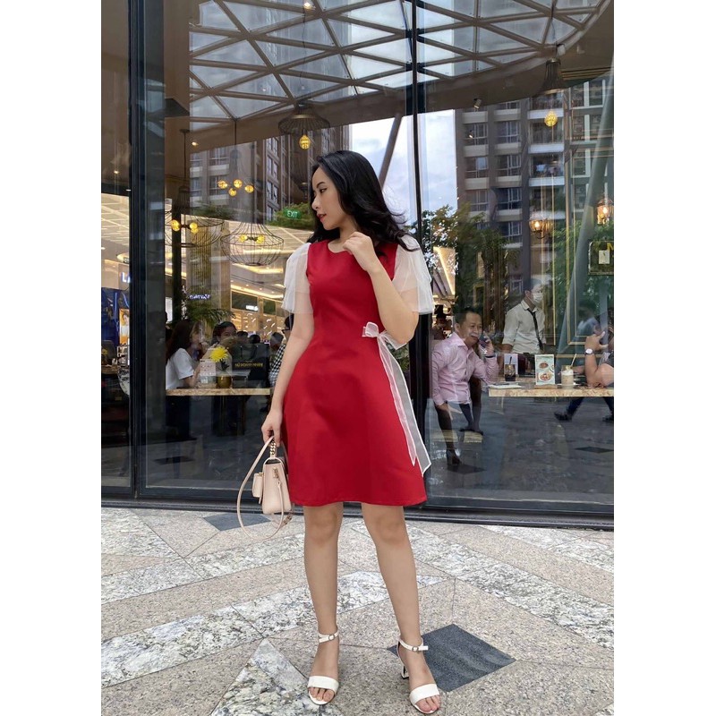 Đầm đỏ dự tiệc dáng xòe thiết kế xinh tôn dáng sáng da cho nàng chân ngắn hợp đi tiệc đi chơi - Thời trang Lux W | BigBuy360 - bigbuy360.vn