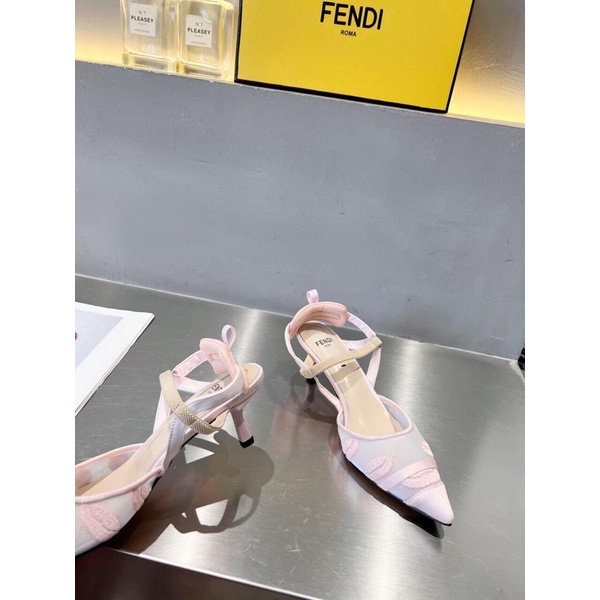 Sandal bít mũi mẫu mới gót cao 5.5cm/8.5cm thương hiệu Fendi FD cao cấp